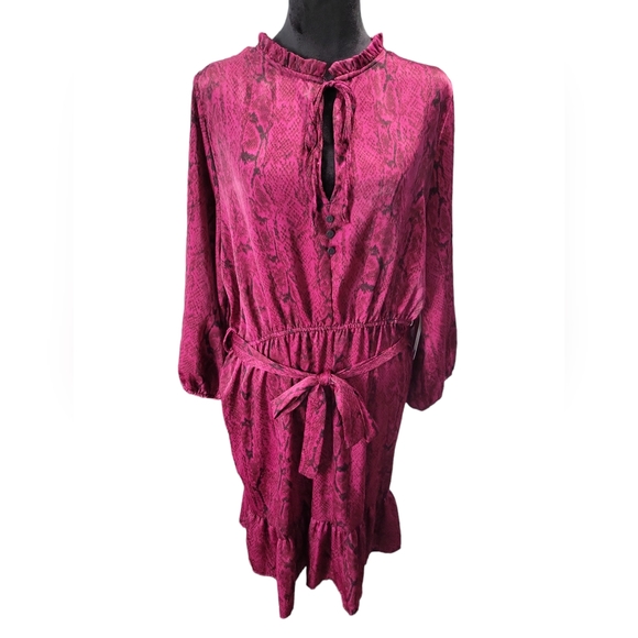 Dex Dresses & Skirts - Dex Women's Elastic Waist Midi Dress In Magenta Snake Size X